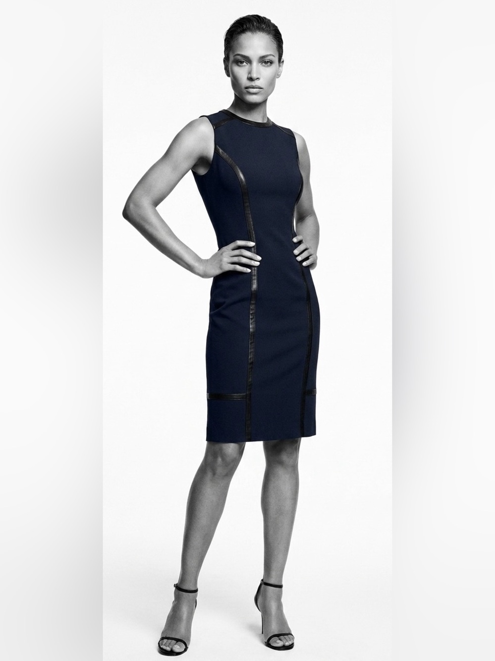 Of Mercer Sleeveless Navy Midi Sheath Dress 0